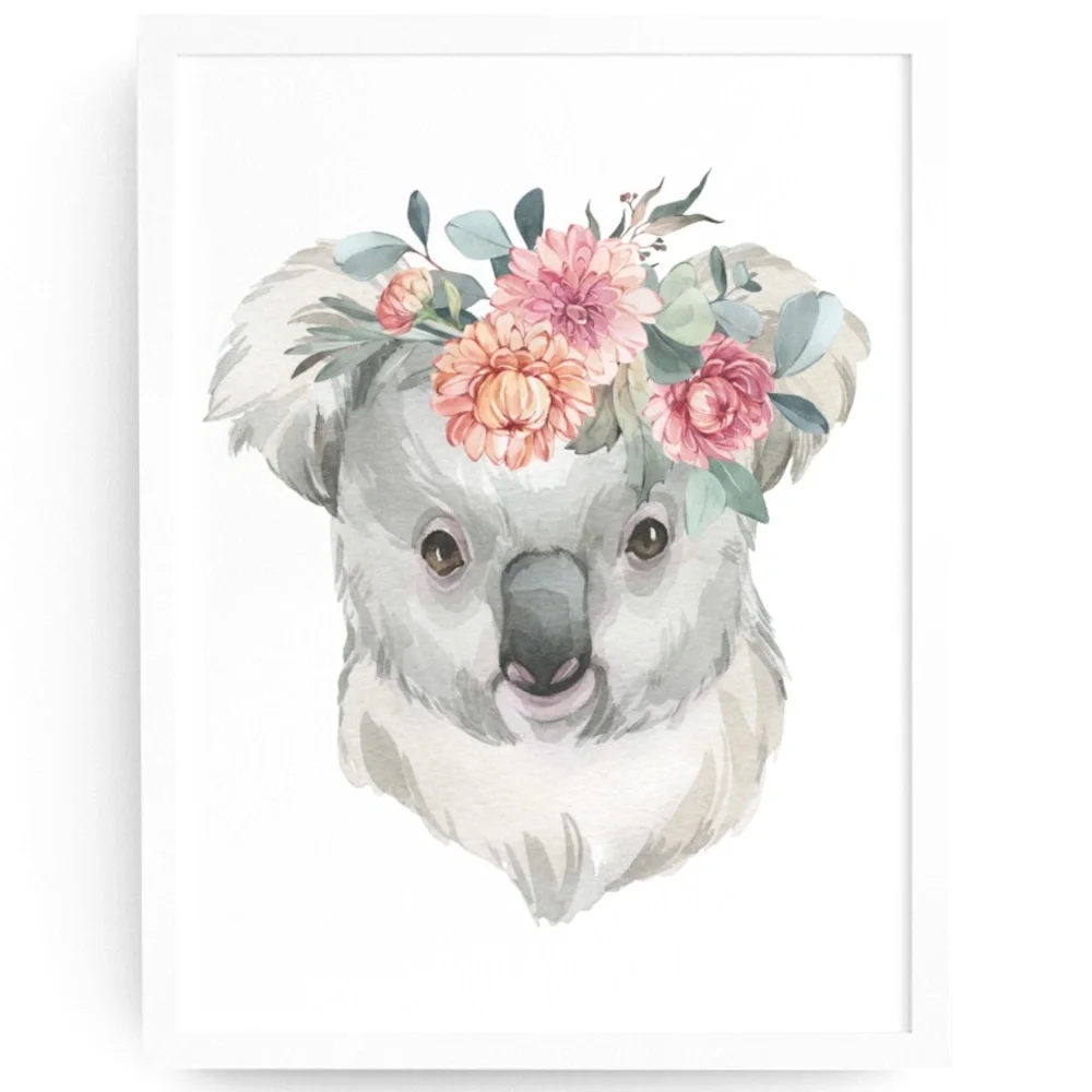 Watercolor Floral Baby Koala Illustration Wall Art Print Poster Unframed - Picture 9 of 10